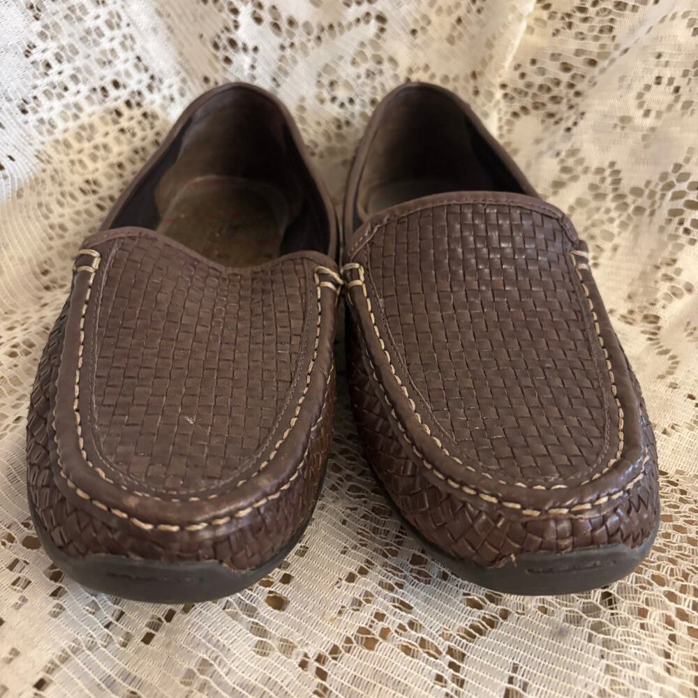 Tommy Bahama Orson Men's US 9.5 D Woven Brown Leather Loafers Shoes